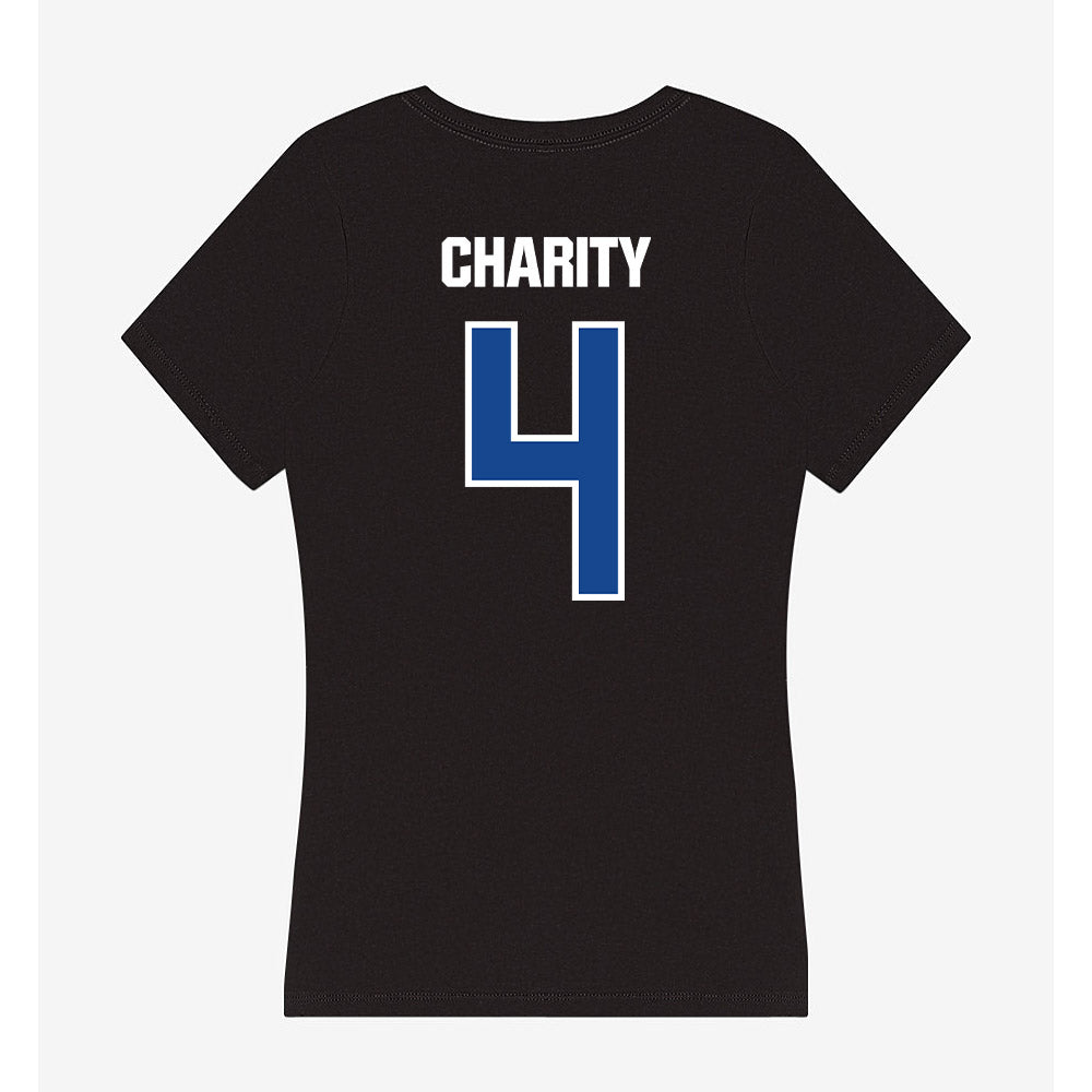 Grand Valley - NCAA Men's Basketball : Jalen Charity - Women's V-Neck T-Shirt-1