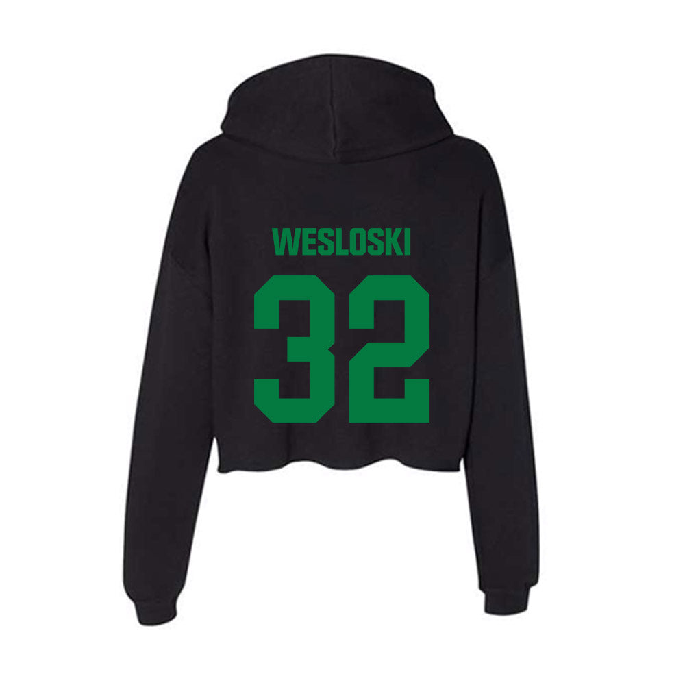 North Texas - NCAA Football : Ethan Wesloski - Women's Crop Fleece Hoodie-1