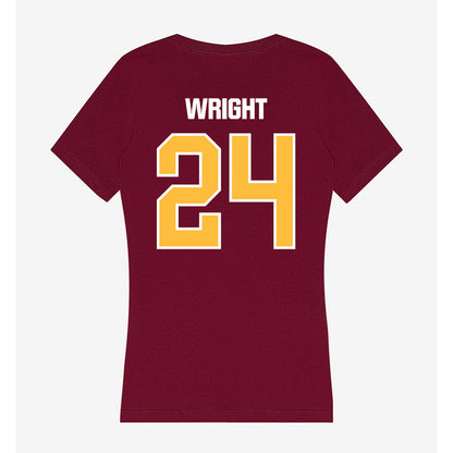 UMN Duluth - NCAA Football : Isaiah Wright - Women's V-Neck T-Shirt-1