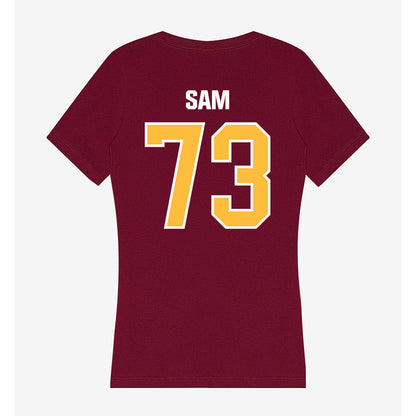 UMN Duluth - NCAA Football : Ethan Sam - Women's V-Neck T-Shirt-1