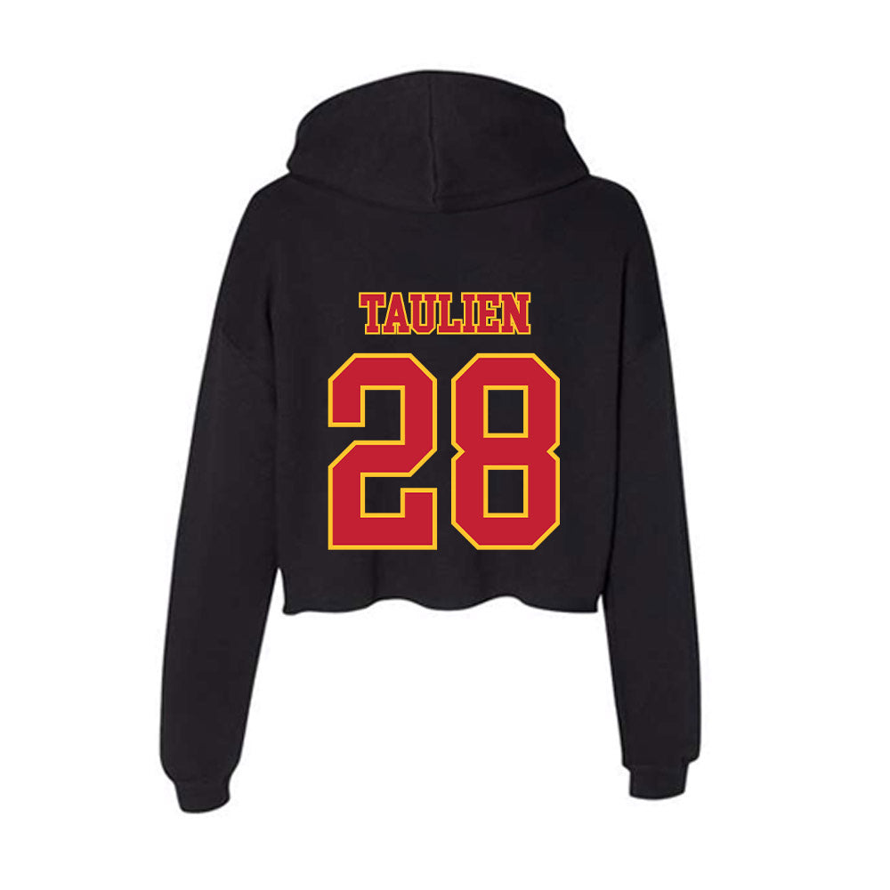 Ferris State - NCAA Men's Ice Hockey : Trevor Taulien - Women's Crop Fleece Hoodie-1