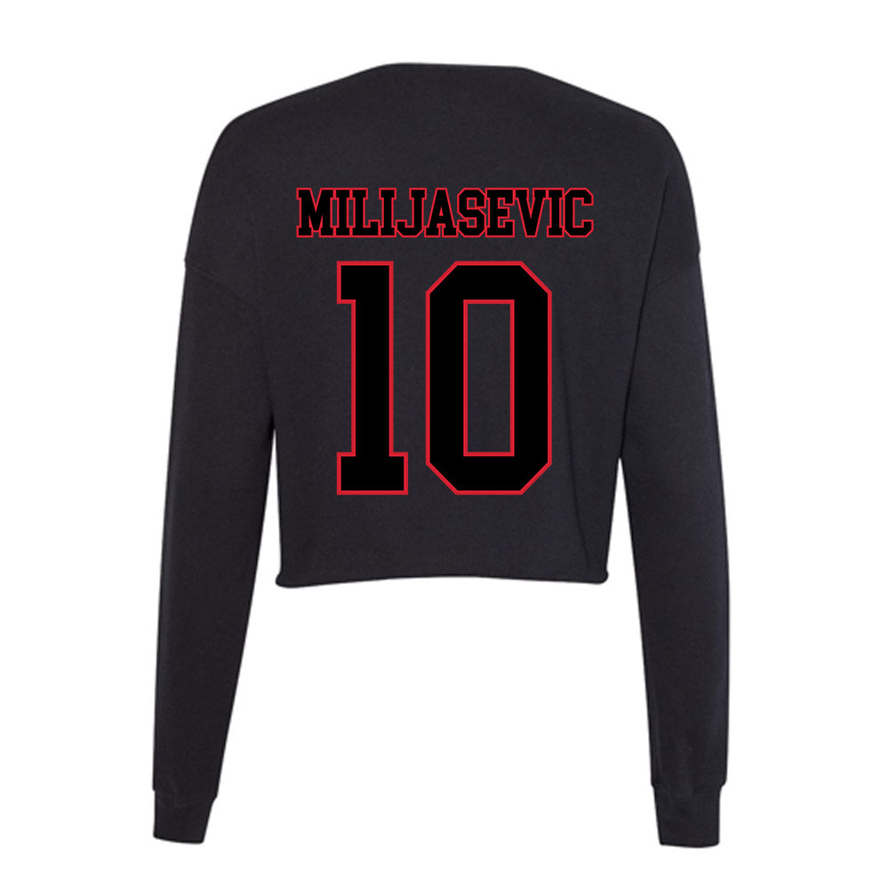 DePaul - NCAA Men's Basketball : Ilija Milijasevic - Women's Cropped Crew Fleece-1
