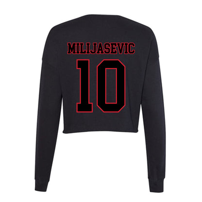 DePaul - NCAA Men's Basketball : Ilija Milijasevic - Women's Cropped Crew Fleece-1