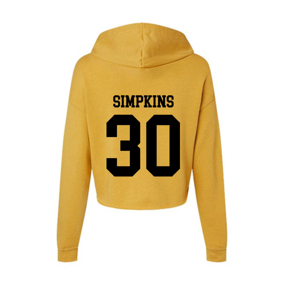 App State - NCAA Football : Gabriel Simpkins - Women's Crop Fleece Hoodie-1