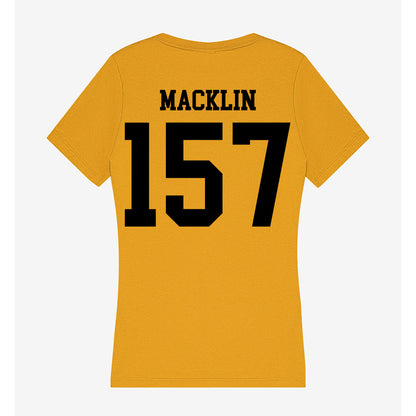 App State - NCAA Wrestling : Desmond Macklin - Women's V-Neck T-Shirt-1