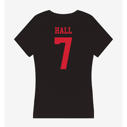 SMU - NCAA Women's Basketball : Grace Hall - Women's V-Neck T-Shirt-1