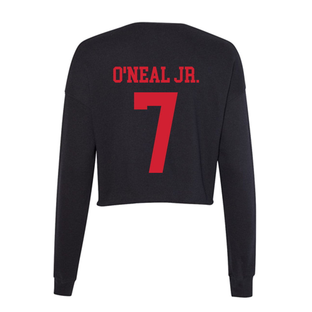 SMU - NCAA Men's Basketball : Jermaine O'Neal Jr. - Women's Cropped Crew Fleece-1