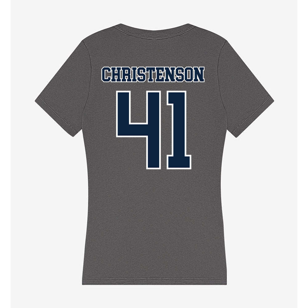 Xavier - NCAA Baseball : Carter Christenson - Women's V-Neck T-Shirt-1