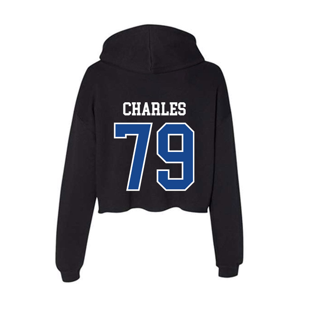 Georgia State - NCAA Football : Ethan Charles - Women's Crop Fleece Hoodie-1