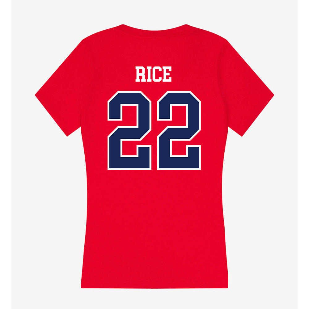 Belmont - NCAA Baseball : Noah Rice - Women's V-Neck T-Shirt-1