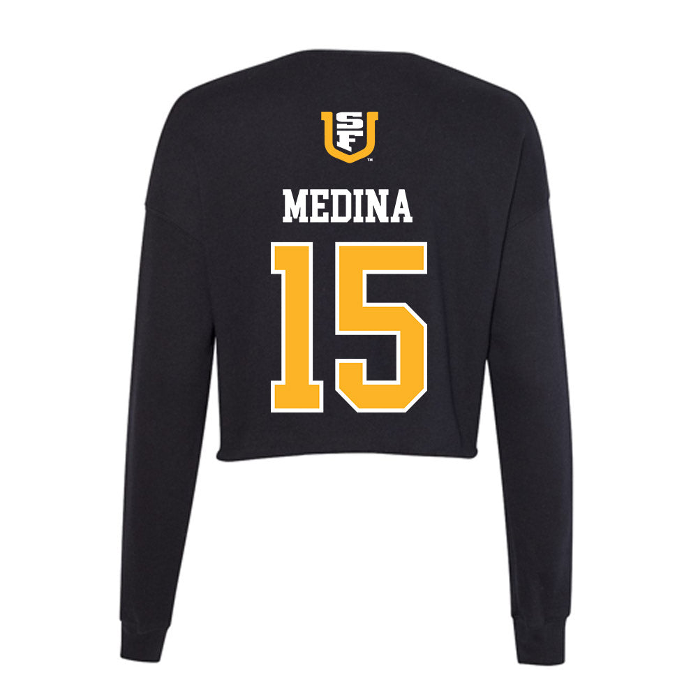 USFCA - NCAA Men's Soccer : Adrian Medina - Women's Cropped Crew Fleece-1