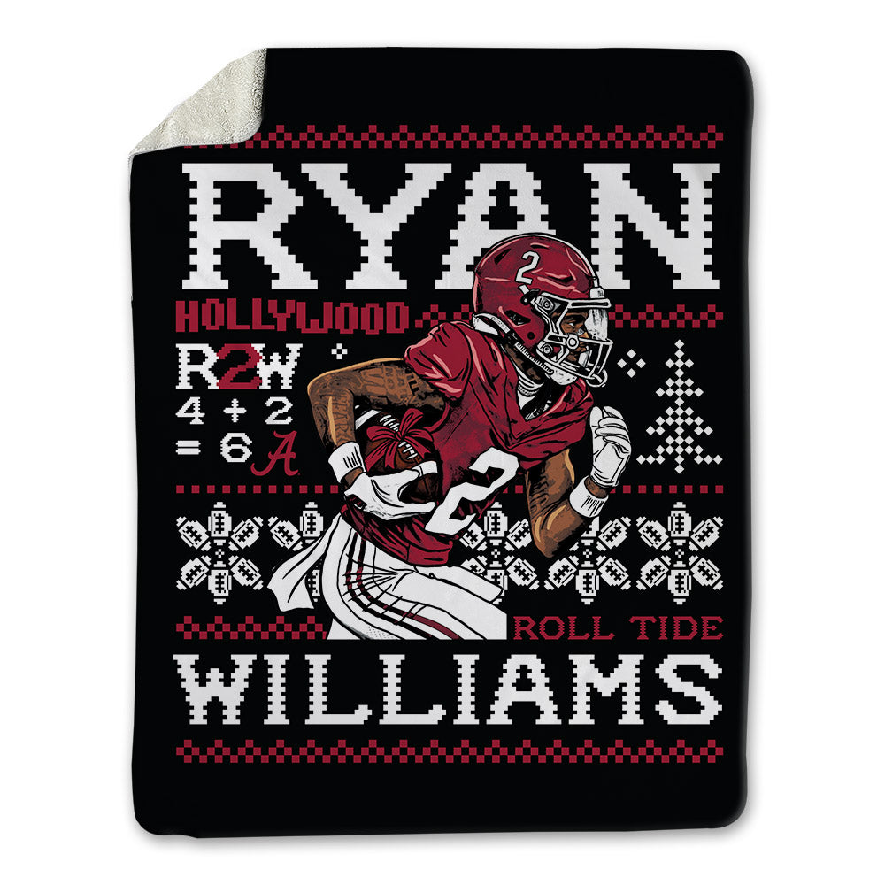 Alabama - NCAA Football : Ryan Williams - Christmas Caricature Blanket-0