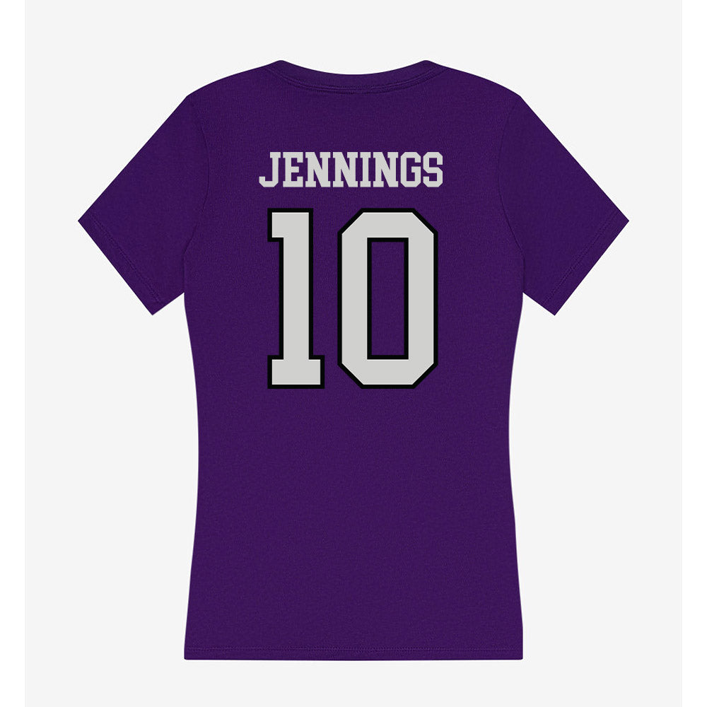 Weber - NCAA Football : Dijon Jennings - Women's V-Neck T-Shirt-1