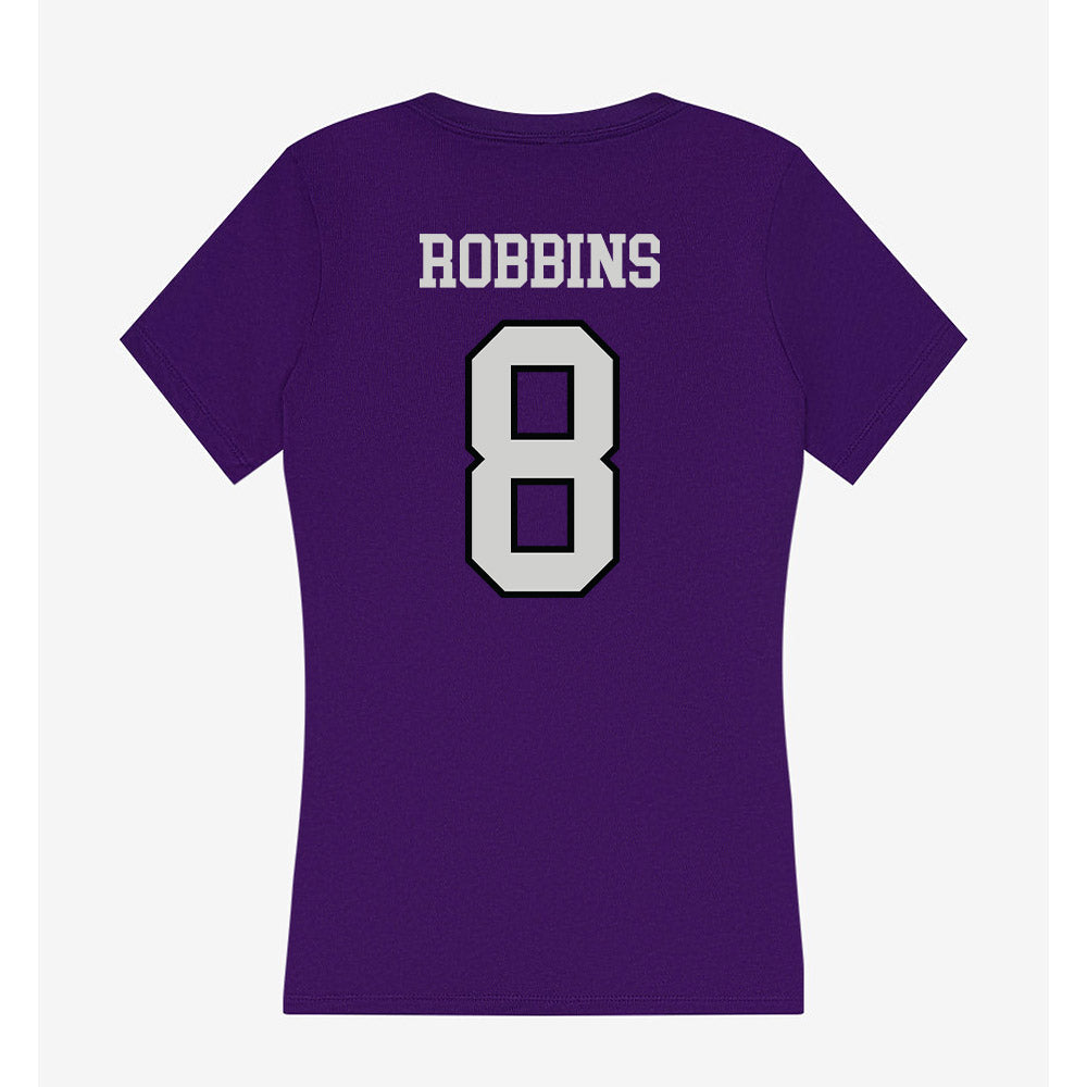 Weber - NCAA Women's Basketball : Hannah Robbins - Women's V-Neck T-Shirt-1