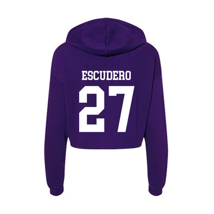 Evansville - NCAA Men's Soccer : Andres Escudero - Women's Crop Fleece Hoodie-1