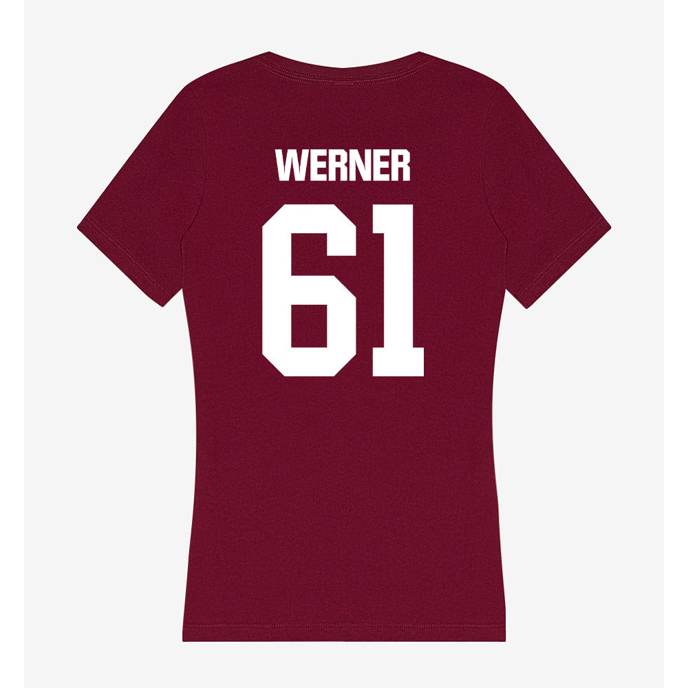 Colgate - NCAA Football : Dominic Werner - Women's V-Neck T-Shirt-1