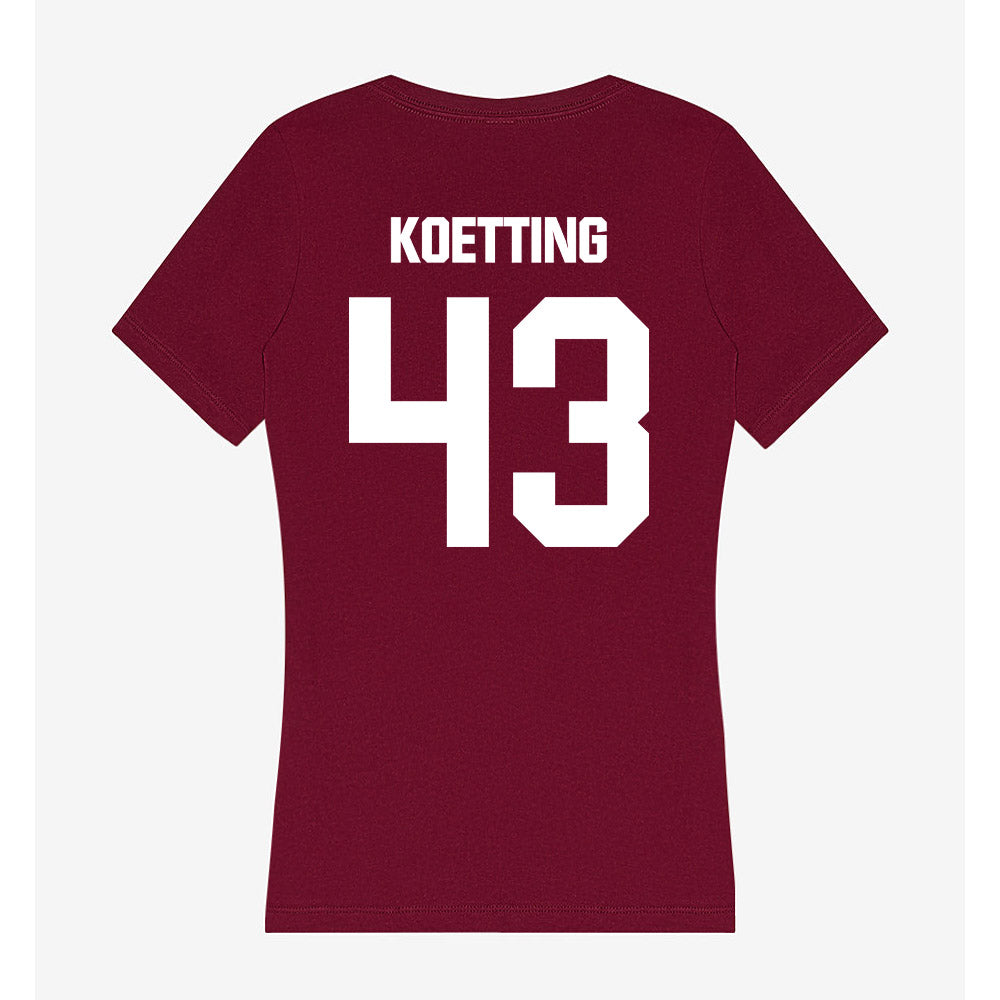 Colgate - NCAA Football : Jeb Koetting - Women's V-Neck T-Shirt-1