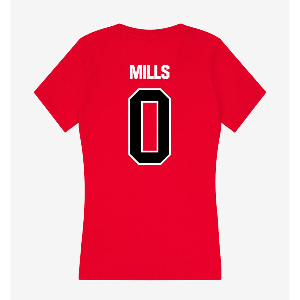 Youngstown State - NCAA Football : Tahir Mills - Women's V-Neck T-Shirt-1