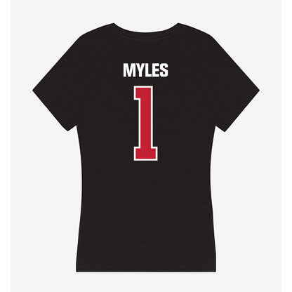 Northern Illinois - NCAA Football : Ty Myles - Women's V-Neck T-Shirt-1