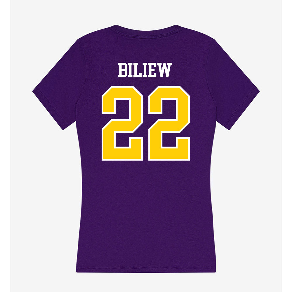 WIU - NCAA Men's Basketball : Goanar Biliew - Women's V-Neck T-Shirt-1