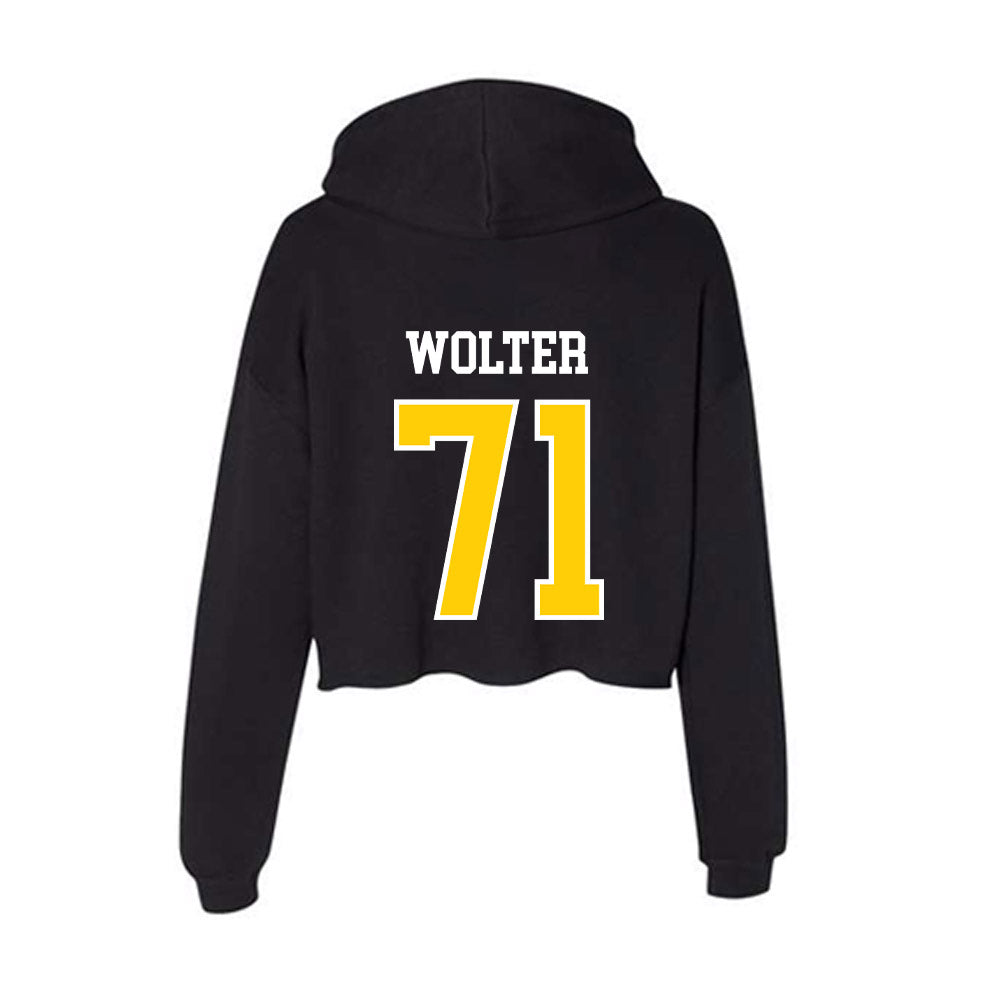 Michigan Tech - NCAA Football : Mason Wolter - Women's Crop Fleece Hoodie-1