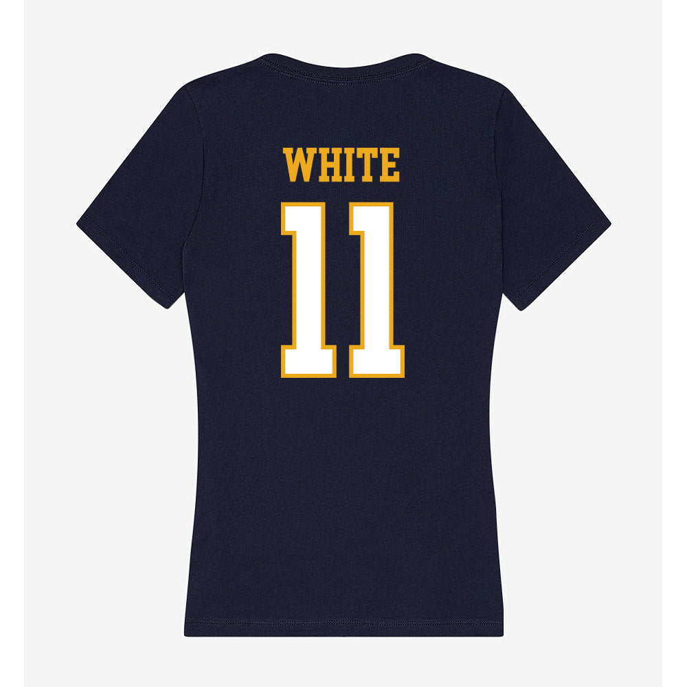 ETBU - NCAA Men's Basketball : Campbell White - Women's V-Neck T-Shirt-1