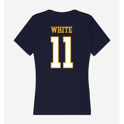 ETBU - NCAA Men's Basketball : Campbell White - Women's V-Neck T-Shirt-1
