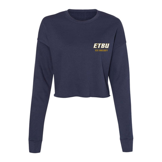 ETBU - NCAA Men's Ice Hockey : Caleb Kerns - Women's Cropped Crew Fleece-0