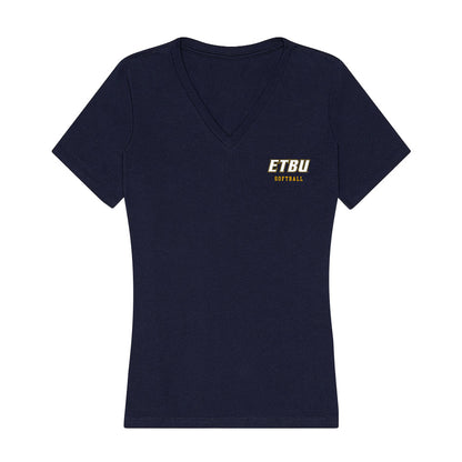 ETBU - NCAA Softball : Jessalyn Gregory - Women's V-Neck T-Shirt-0