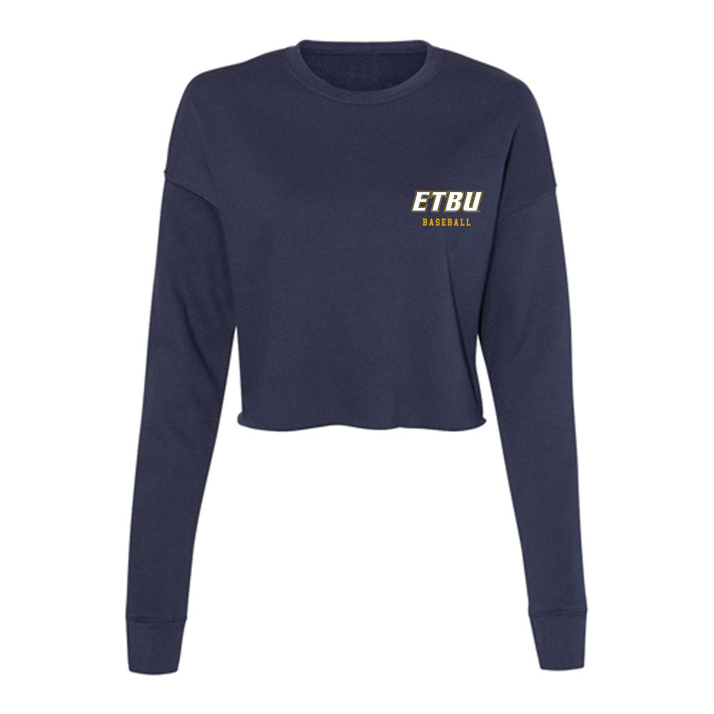 ETBU - NCAA Baseball : Travis Reid - Women's Cropped Crew Fleece-0