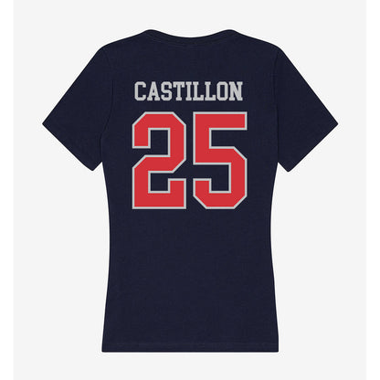 SMC - NCAA Women's Volleyball : Abby Castillon - Women's V-Neck T-Shirt-1