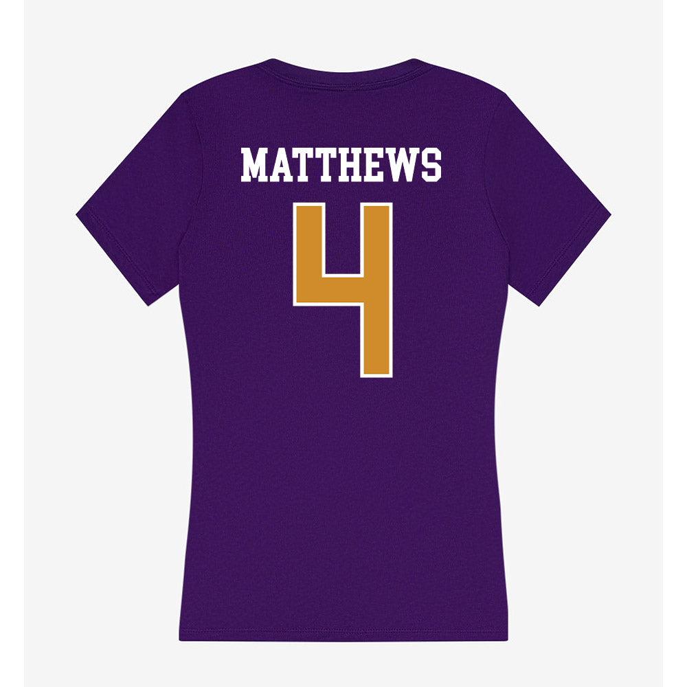 Alcorn - NCAA Football : Jacoby Matthews - Women's V-Neck T-Shirt-1