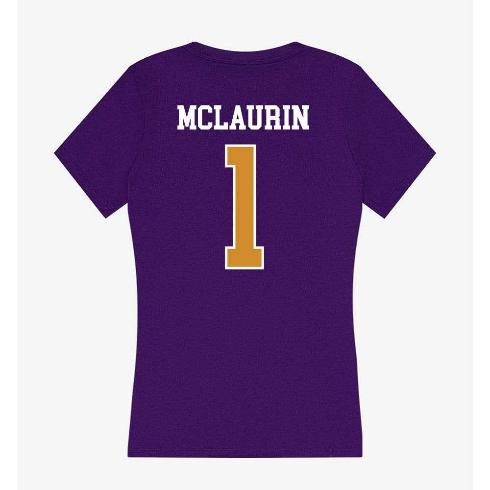 Alcorn - NCAA Football : Orlandus Mclaurin - Women's V-Neck T-Shirt-1