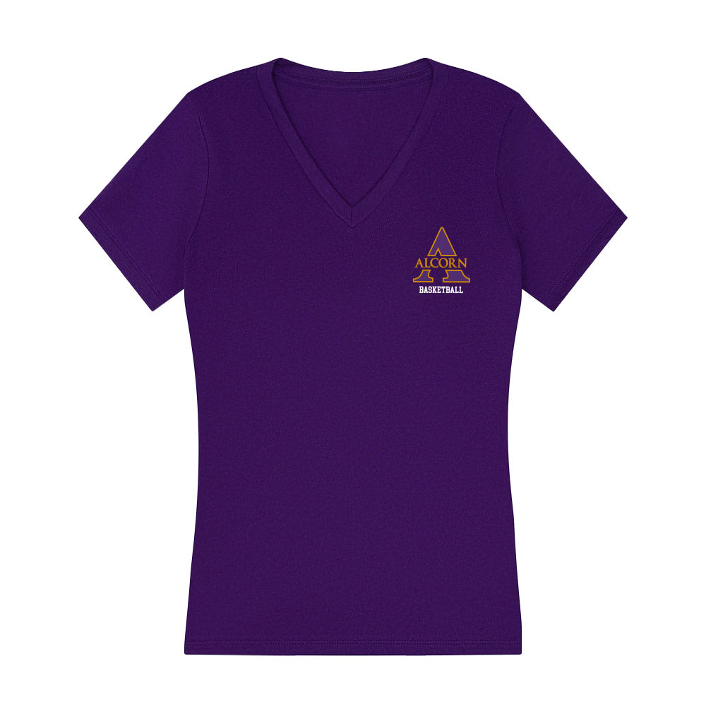 Alcorn - NCAA Men's Basketball : Alex Hawkins - Women's V-Neck T-Shirt-0