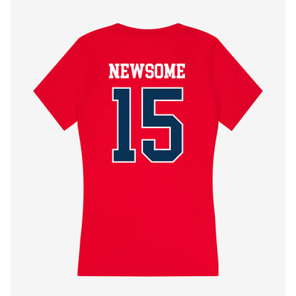 Saginaw Valley - NCAA Men's Basketball : Niko Newsome - Women's V-Neck T-Shirt-1