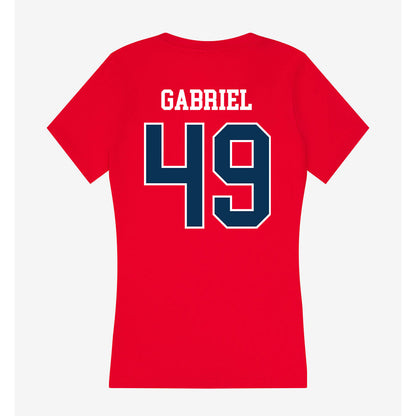 Saginaw Valley - NCAA Football : George Gabriel - Women's V-Neck T-Shirt-1