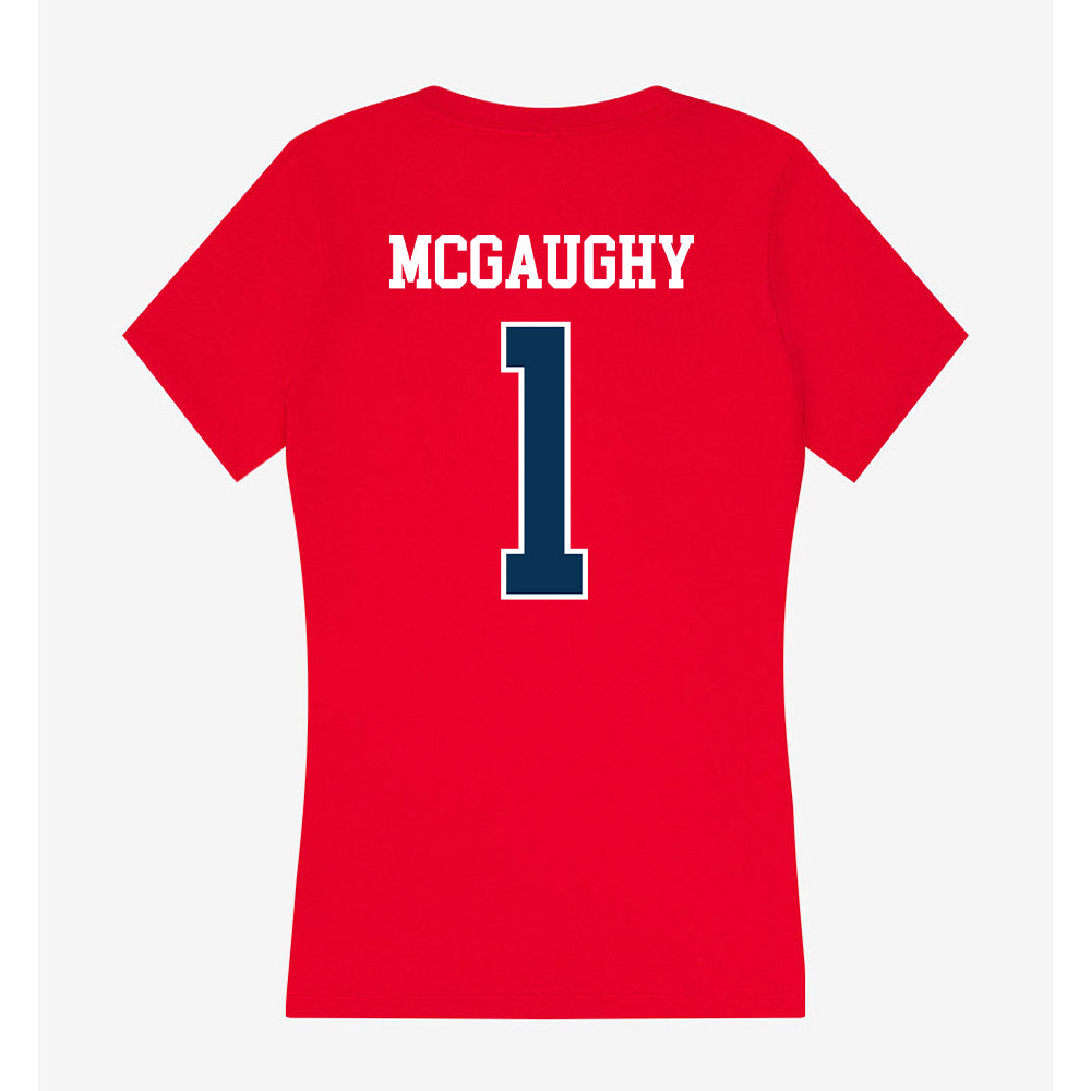 Saginaw Valley - NCAA Football : Jalen McGaughy - Women's V-Neck T-Shirt-1