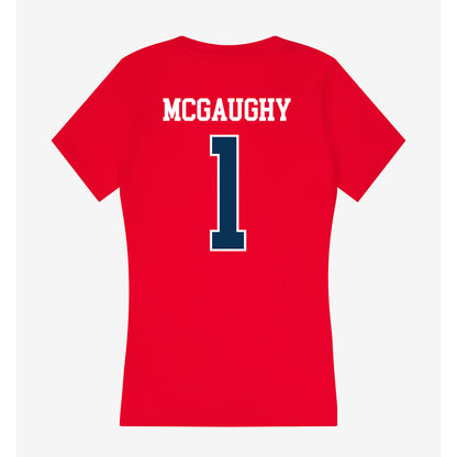 Saginaw Valley - NCAA Football : Jalen McGaughy - Women's V-Neck T-Shirt-1