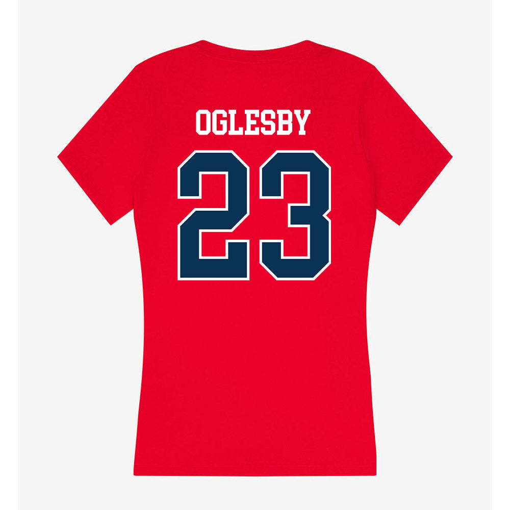 Saginaw Valley - NCAA Football : Jacobe Oglesby - Women's V-Neck T-Shirt-1