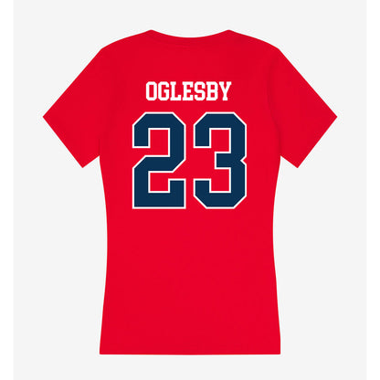 Saginaw Valley - NCAA Football : Jacobe Oglesby - Women's V-Neck T-Shirt-1