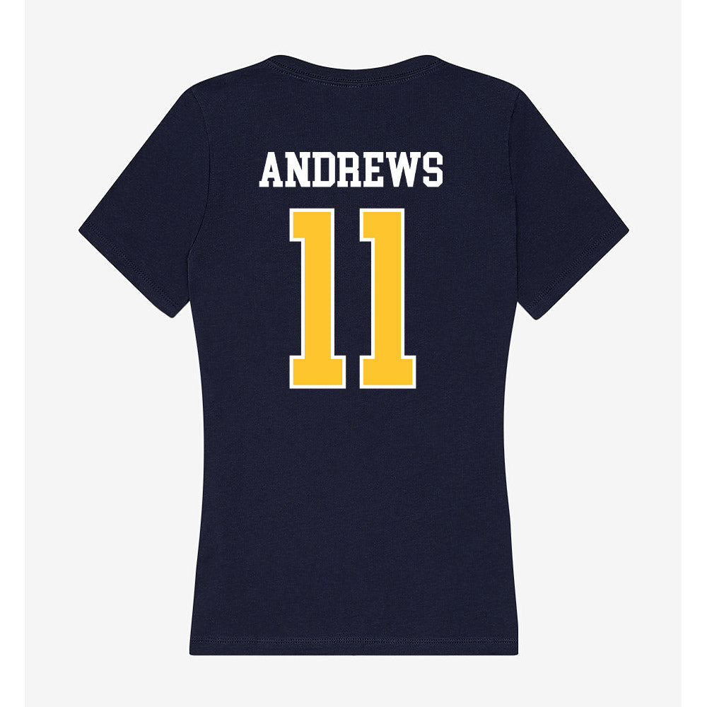 North Carolina A&T - NCAA Women's Basketball : Eva Andrews - Women's V-Neck T-Shirt-1