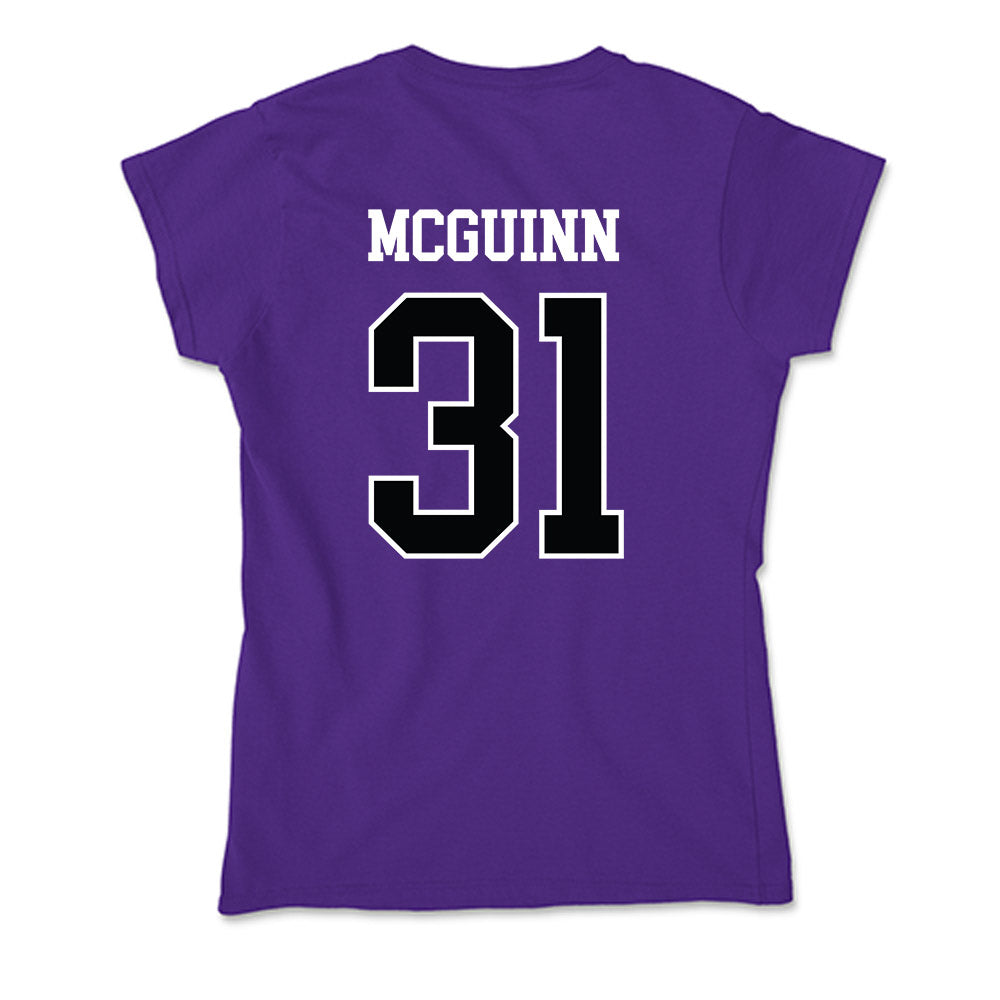 Stonehill - NCAA Men's Basketball : Pearse McGuinn - Soft Style Women’s T-Shirt-1