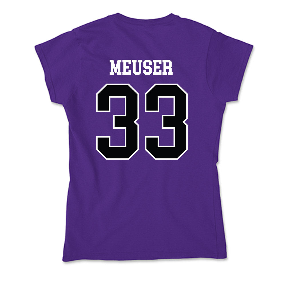 Stonehill - NCAA Men's Basketball : Ethan Meuser - Soft Style Women’s T-Shirt-1