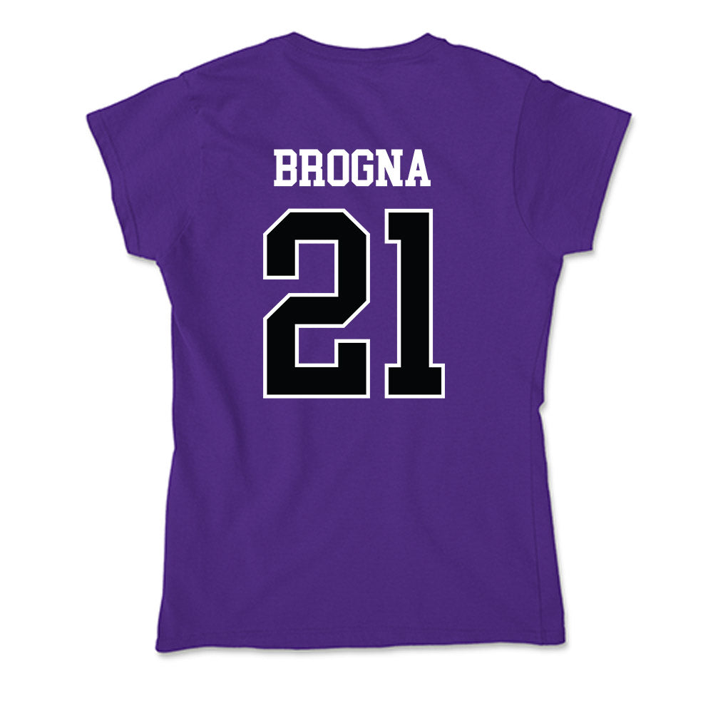 Stonehill - NCAA Men's Basketball : Todd Brogna - Soft Style Women’s T-Shirt-1