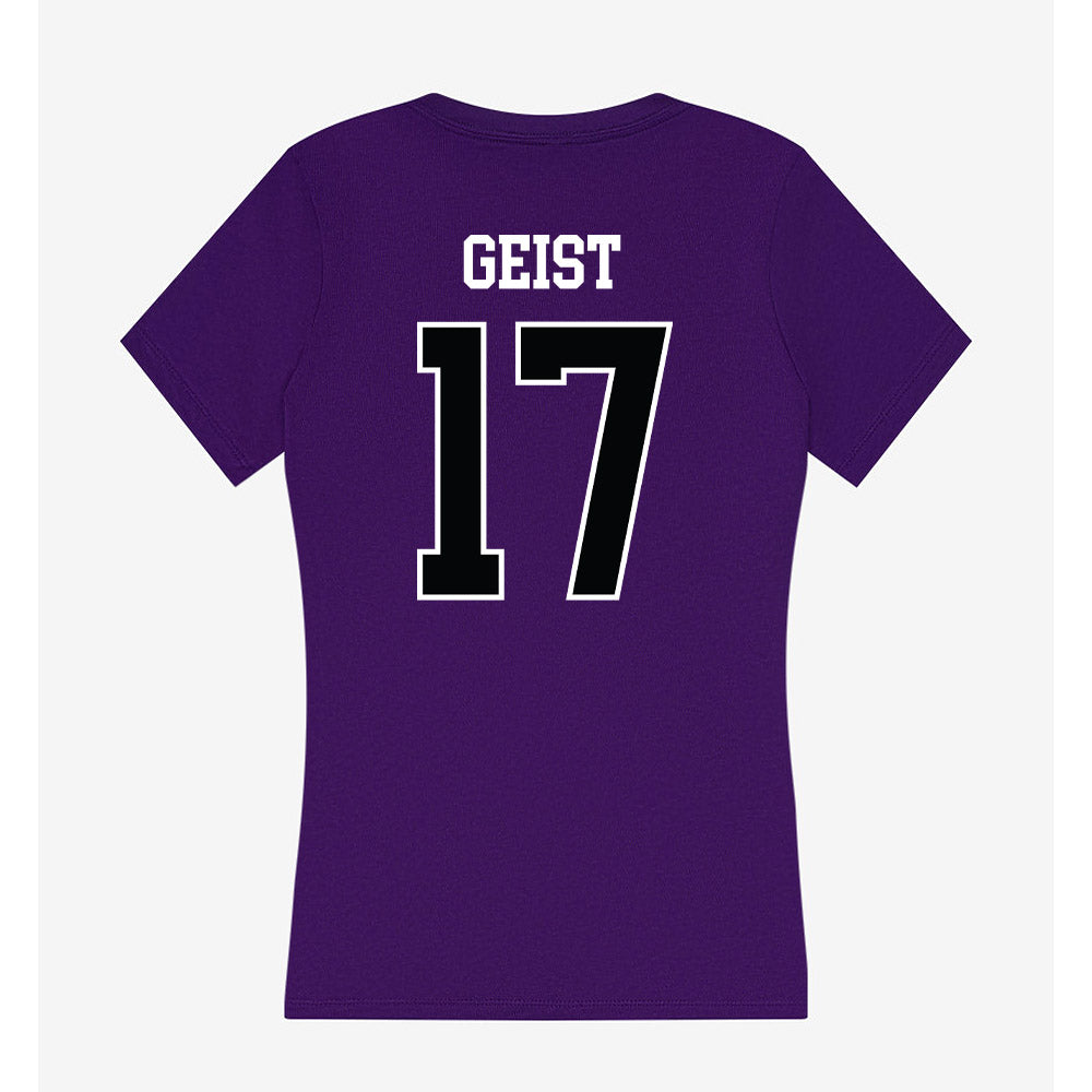 Stonehill - NCAA Women's Ice Hockey : Lily Geist - Women's V-Neck T-Shirt-1