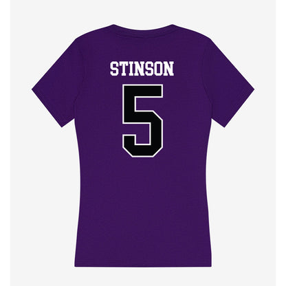 Stonehill - NCAA Men's Basketball : Chas Stinson - Women's V-Neck T-Shirt-1