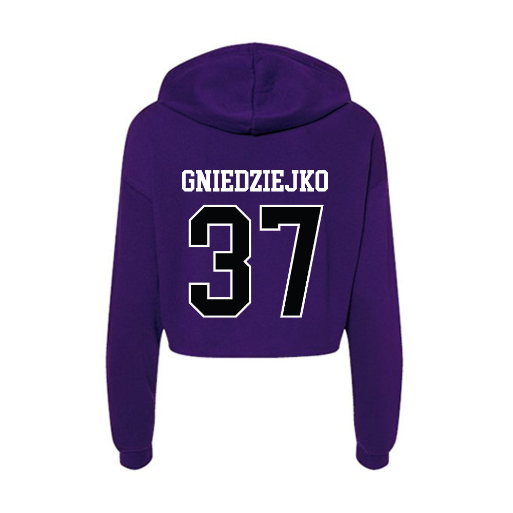 Stonehill - NCAA Men's Soccer : Patryk Gniedziejko - Women's Crop Fleece Hoodie-1