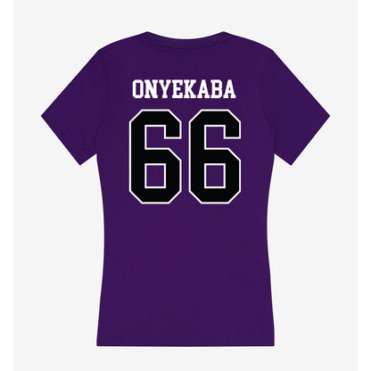 Stonehill - NCAA Football : Lotanna Onyekaba - Women's V-Neck T-Shirt-1