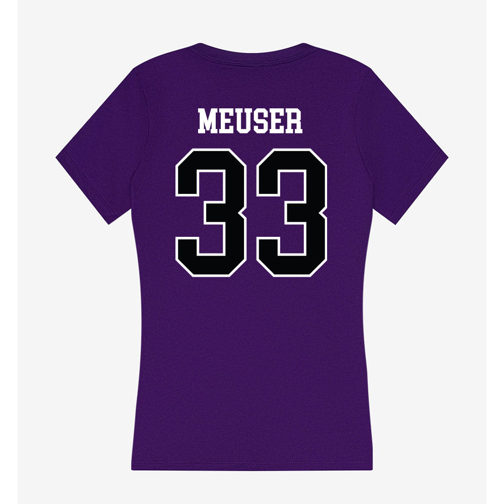 Stonehill - NCAA Men's Basketball : Ethan Meuser - Women's V-Neck T-Shirt-1