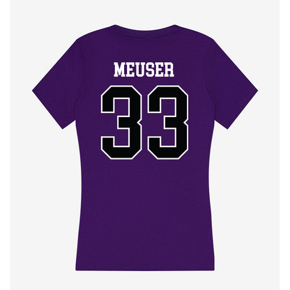 Stonehill - NCAA Men's Basketball : Ethan Meuser - Women's V-Neck T-Shirt-1